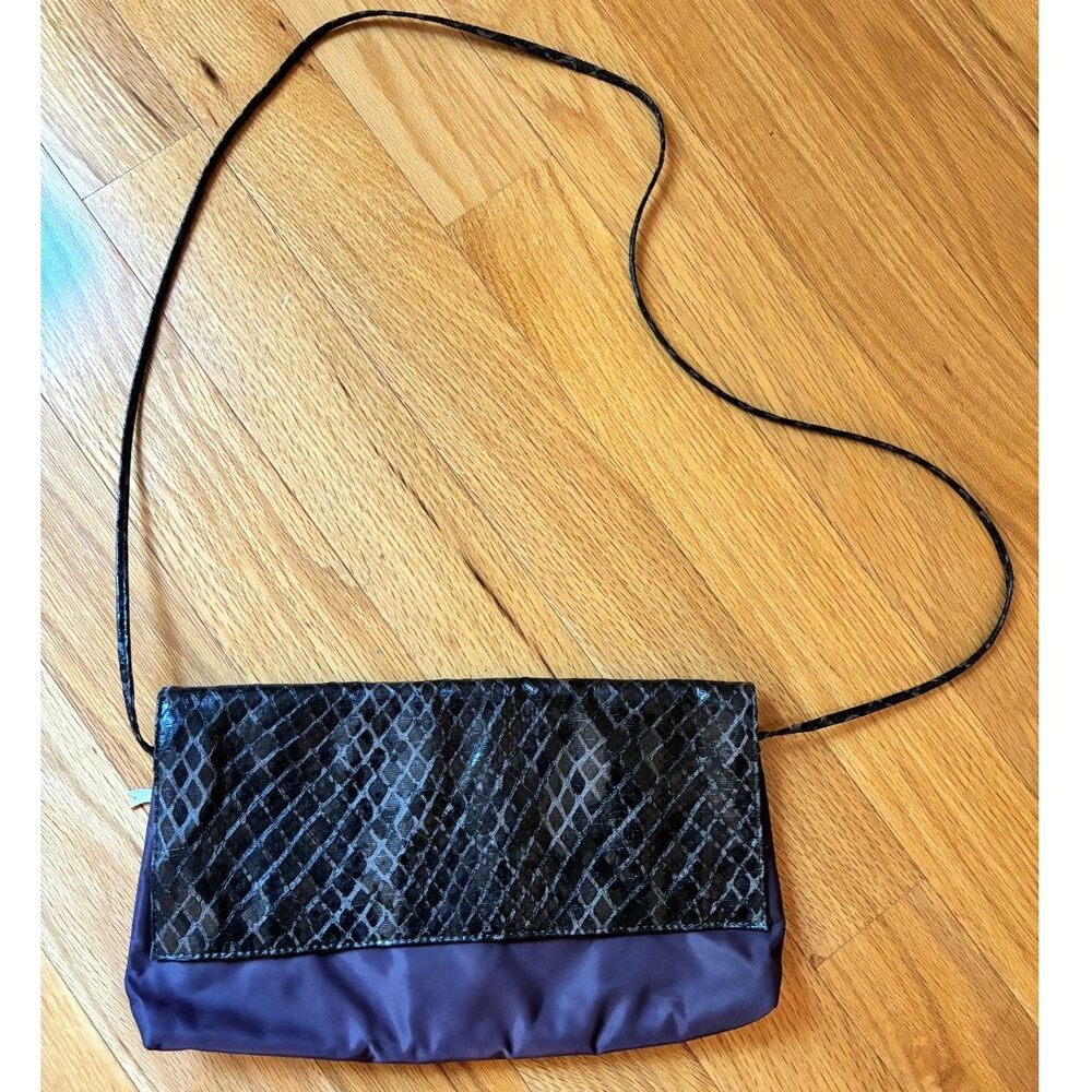 Carlos Falchi Textured Purple Nylon Handbag